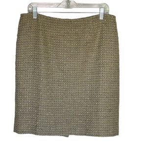Calvin Klein Tweed Pencil Skirt Gold 14 Petite